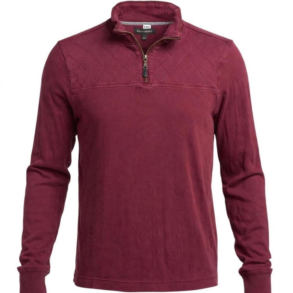 Banana Republic burgundy quarter zip sweatshirt in size L